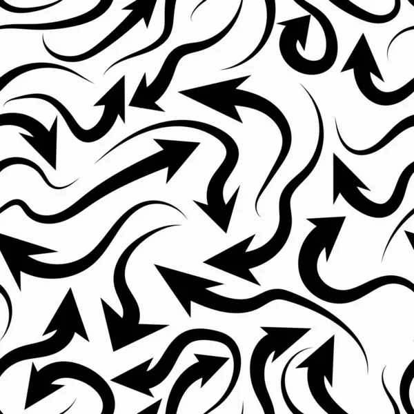 stock vector Swirling Arrows Seamless Pattern in Monochrome