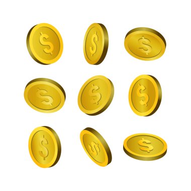 Farklı pozisyonlarda dolar işaretli altın paralar