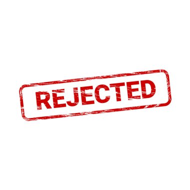 Koyu kırmızı REJECTED pul tasarımı sıkıntılı bir desen ile