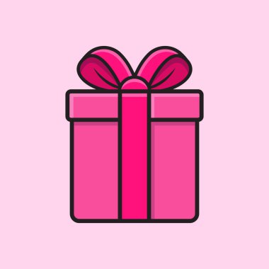 Şerit ve yay pembe hediye kutusu