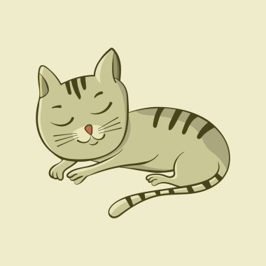 Dreamy Sleeping Kitten in Peace Illustration clipart