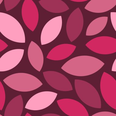 Pembe ve kırmızı yaprak şekillerinin soyut tasarımı rastgele ama uyumlu bir desen. Moda, ev dekorasyonu ve grafik tasarım projeleri için ideal. 
