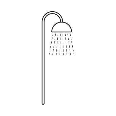Bir minimalist çizgi sanatı duş başlığı illüstrasyonu. Basit tasarım banyo dekorasyonu, tesisat projeleri ve dijital veya yazdırma kullanımı için idealdir..
