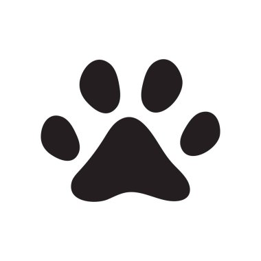 Beyaz arka planda temiz ve koyu siyah bir pençe izi silueti. Logolar, hayvan temalı tasarımlar veya dijital markalaşma için mükemmel..