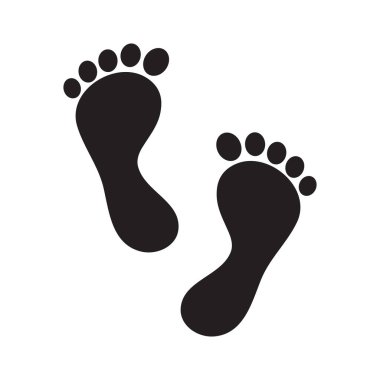 İki insan ayak izinden oluşan temiz, siyah bir siluet, simgeler, işaretler veya yönsel grafikler için ideal..