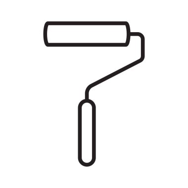 Tasarım projeleri, donanım web siteleri veya ev yenileme bilgileri için mükemmel olan bir boya silindiri aracının temiz siyah-beyaz tasviri.