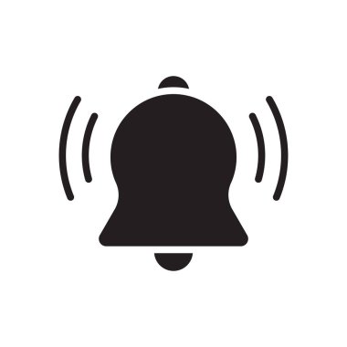 Her iki tarafında titreşim çizgileri olan koyu siyah bir çan simgesi aktif ya da çınlayan bir alarmı temsil ediyor. Uygulamalar, gösterge panelleri, web siteleri ve dijital arayüzler için ideal.