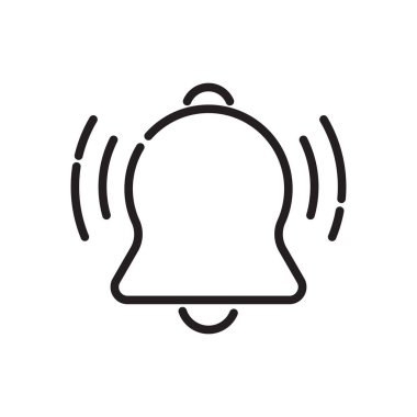 Çalan bir zilin minimalist çizgi sanat simgesi, aktif bildirimleri ya da uyarıları temsil ediyor. Mobil uygulamalar, web siteleri ve kullanıcı arayüzü tasarım elemanları için mükemmel.