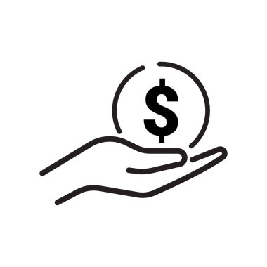 Para yardımı, bağış ya da yatırımı sembolize eden bir el işareti tutan basit ve modern bir ikon. Fintech uygulamaları, bağış platformları veya bütçe sunumları için ideal.