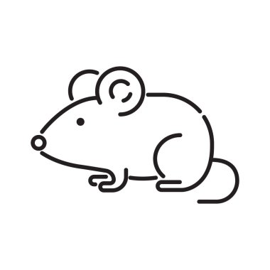 Basit siyah çizgili bir fare çizimi gibi temiz ve modern bir çizgi. Logolar, simgeler veya eğitim materyali için ideal.