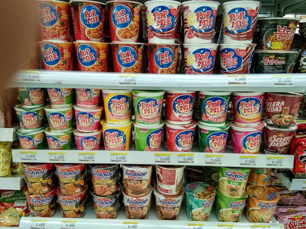 Probolinggo Indonesia Nov 2022 Assorted Flavors Instant Noodles Brand Pop — Stock Photo, Image