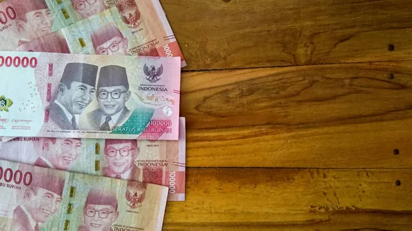 Indonesian Banknotes Worth 100000 Rupiah Old Series New Series Empty — Stock Photo, Image