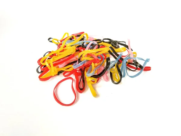 colorful hair elastics with isolated white background