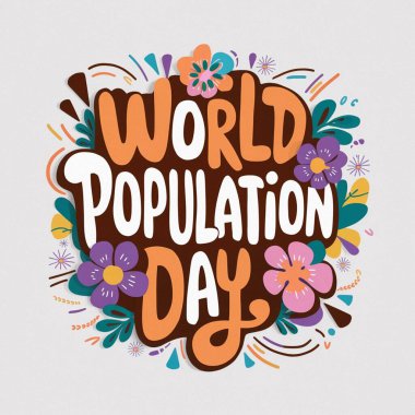 Dünya nüfus günü. 26. Yıllık bayram, bayram kutlaması. Pankart, poster veya el ilanı için vektör illüstrasyonuName