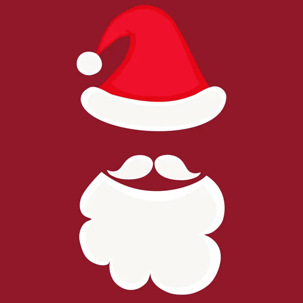 サンタクロースのベクトルアート 赤い背景にひげと口ひげを持つサンタの帽子 クリスマスのシンボル メリークリスマス — ストックベクタ
