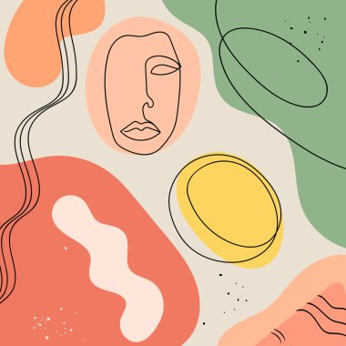 Soyut arkaplan. Pastel renkler. Çeşitli soyut şekiller. Düzgün çizgiler ve şekiller. Vektör sanatı