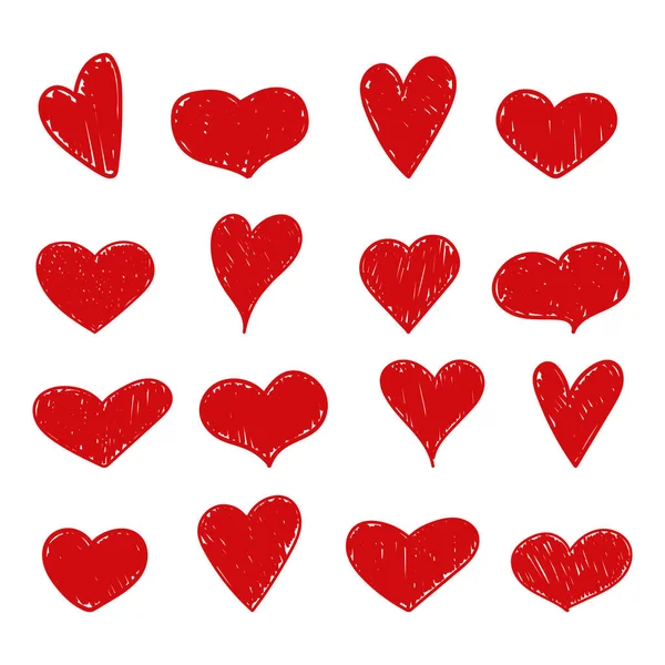 Coleção Coração Amor Desenhada Mão Doodle Corações Simples Diferentes Formas —  Vetores de Stock