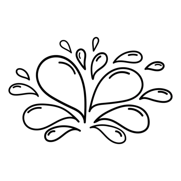 Ícone Queda Água Contorno Mão Desenhada Salpicos Blobs Ilustração Simples — Vetor de Stock