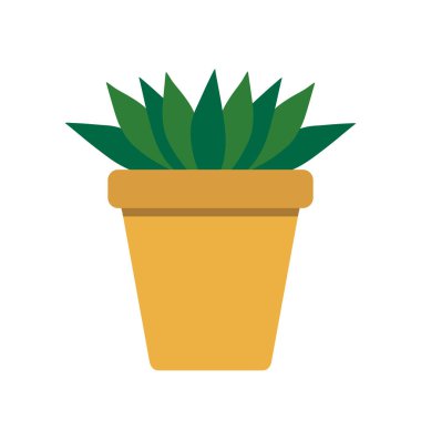 Saksıdaki saksı. Düz stil simgesi. Botanik sanatı. Vektör illüstrasyonu