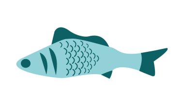 Balık ikonu. Basit düz dizayn. Vektör sanatı