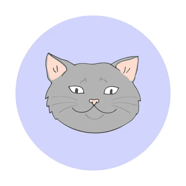 Mignon Visage Chat Britannique Sur Fond Rond Bleu Tête Chat — Image vectorielle