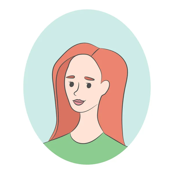 Портрет Молодой Женщины Стиле Эскиза Ручное Рисование Девушки Рыжими Волосами — стоковый вектор
