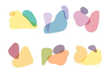 Farklı şeffaf renklerde soyut el çizimleri seti. Vektör sanatı