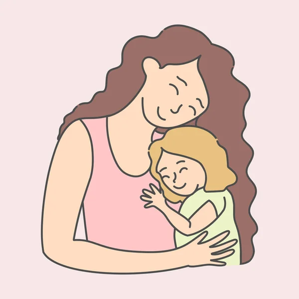 Tarjeta Felicitación Del Día Las Madres Con Niño Sentado Las — Archivo Imágenes Vectoriales