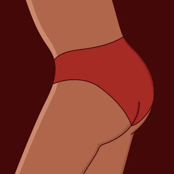 Weiblicher Körper Roten Shorts Auf Dunkelrotem Hintergrund Schönheit Des Weiblichen — Stockvektor