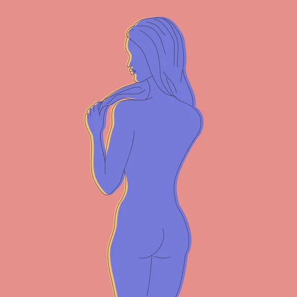 摘要粉红背景下的灯光照射下的女性轮廓 抽象的女人之美女性的身体和女性气质 矢量艺术 — 图库矢量图片