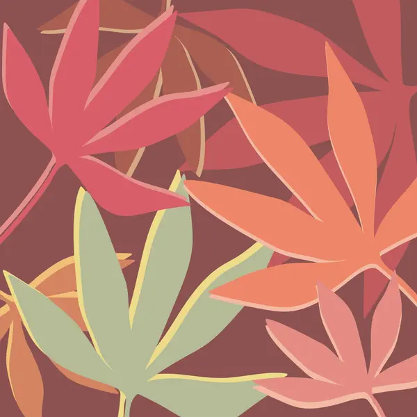Абстрактная Ботаническая Иллюстрация Тропическими Листьями Разного Цвета Векторное Искусство — стоковый вектор