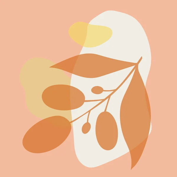 Абстрактный Фон Оливковой Ветвью Рисунком Руки Ручные Рисованные Ботанические Элементы — стоковый вектор