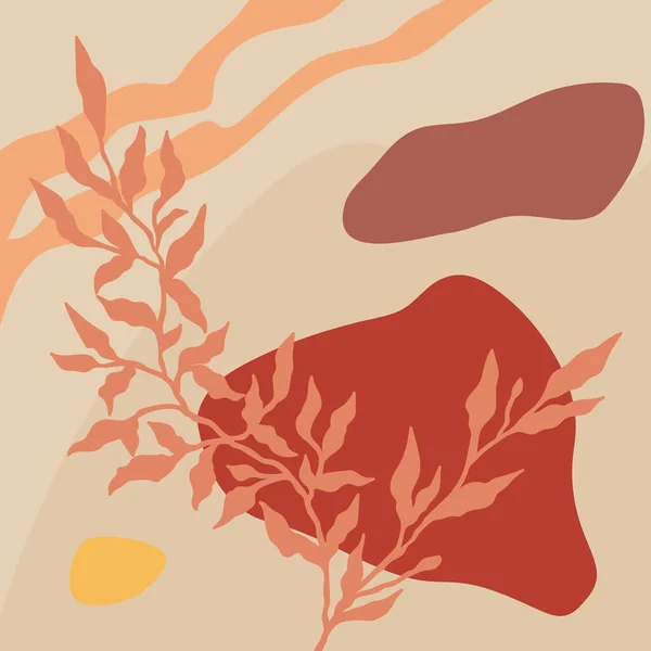 Абстрактный Ботанический Фон Линиями Оранжевого Красного Бежевого Цветов Концепция Векторного — стоковый вектор