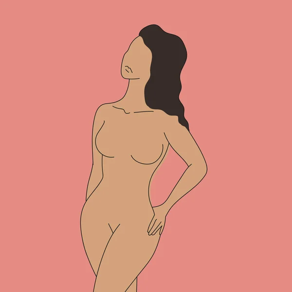 Безликая Женщина Розовом Фоне Красота Абстрактных Женщин Женское Тело Женственность — стоковый вектор
