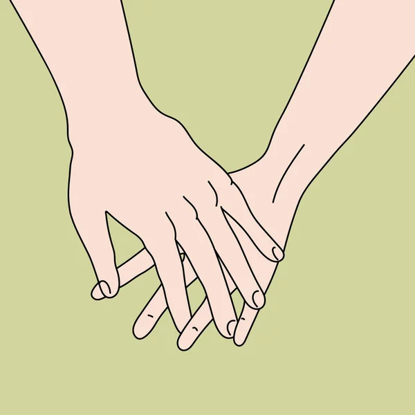 Ručně Kreslené Umění Ruku Ruce Zeleném Pozadí Láska Přátelství Vektorová — Stockový vektor
