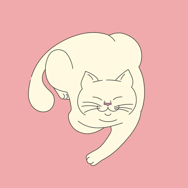 Χαρούμενη Γάτα Ξαπλώνει Πόδι Απλωμένο Μπροστά Αστείες Συνήθειες Γάτας Τέχνη — Διανυσματικό Αρχείο