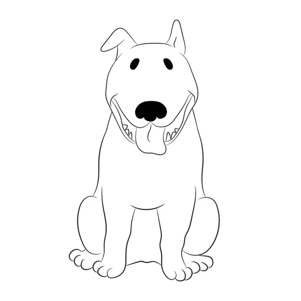 Cute Cartoon Dog Bull Terrier Sitting Isolated White Background Hand — Stock Vector