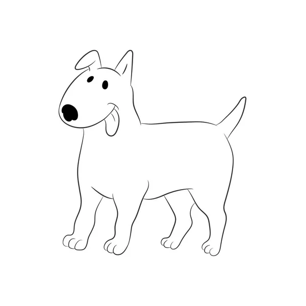 Cute Cartoon Dog Bull Terrier Isolated White Background Hand Drawn — Stock Vector