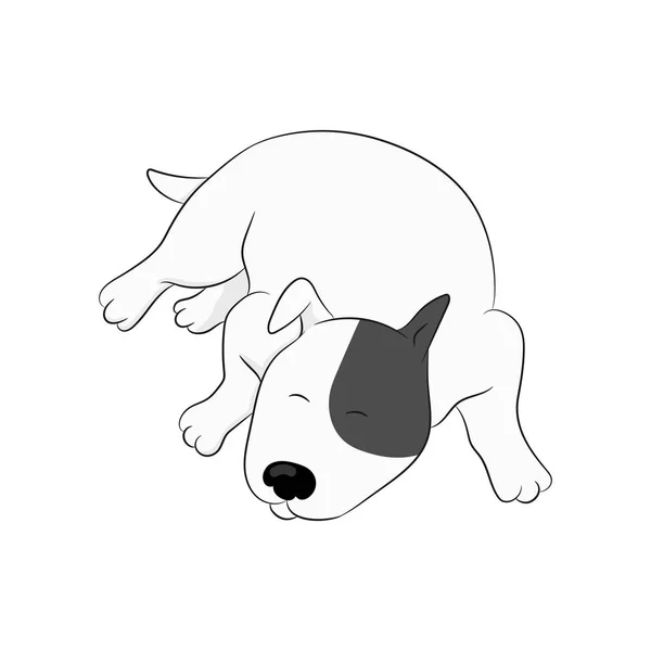 Χαριτωμένο Σκυλί Τεριέ Ταύρων Που Ονομάζεται Sparky Κοιμάται Απομονωμένο Λευκό — Διανυσματικό Αρχείο
