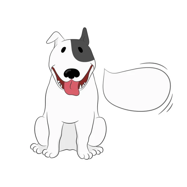 Cute Bull Terrier Dog Named Sparky Sitting Speech Bubble Template — Stock Vector