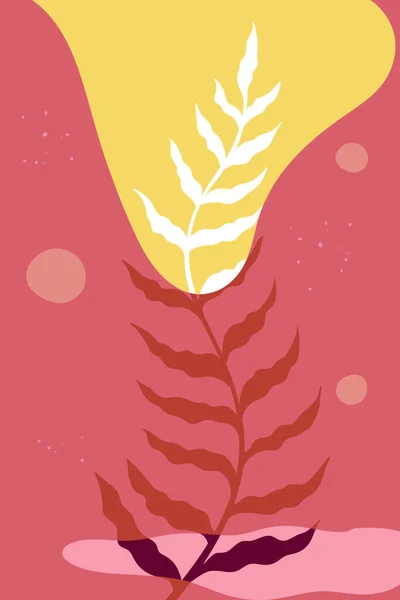 Абстрактный Минималистский Плакат Различными Цветами Растениями Оформления Интерьера Печати Дизайна — стоковый вектор