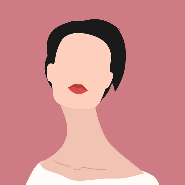 Potret Wajah Seorang Wanita Muda Yang Tidak Berwajah Ilustrasi Vektor - Stok Vektor