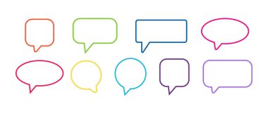 Renkli konuşma baloncukları. İletişim ve sohbet konsepti. Vektör sanatı