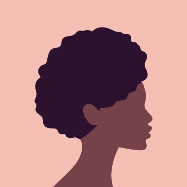 Profilde Afrikalı bir kadının soyut portresi. Meçhul kadın profili. Minimum tasarım. Vektör sanatı