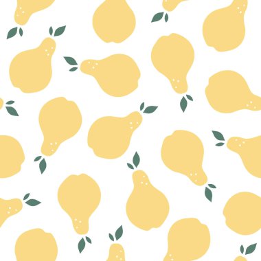 Armutsuz desen. Meyve elementleri beyaza izole edilmiş. Vektör illüstrasyonu