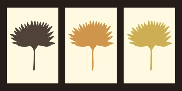 Набор Минималистских Картин Ботаническими Элементами Коричневого Цвета Оформления Интерьера Печати — стоковый вектор
