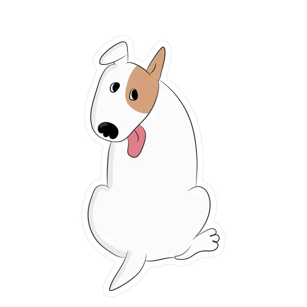 Симпатичный Бультерьер Показывает Свой Язык Собачья Наклейка Белом Фоне Векторное — стоковый вектор