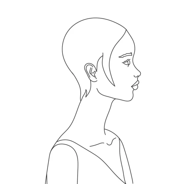 Contour Profil Féminin Isolé Sur Fond Blanc Art Vectoriel — Image vectorielle