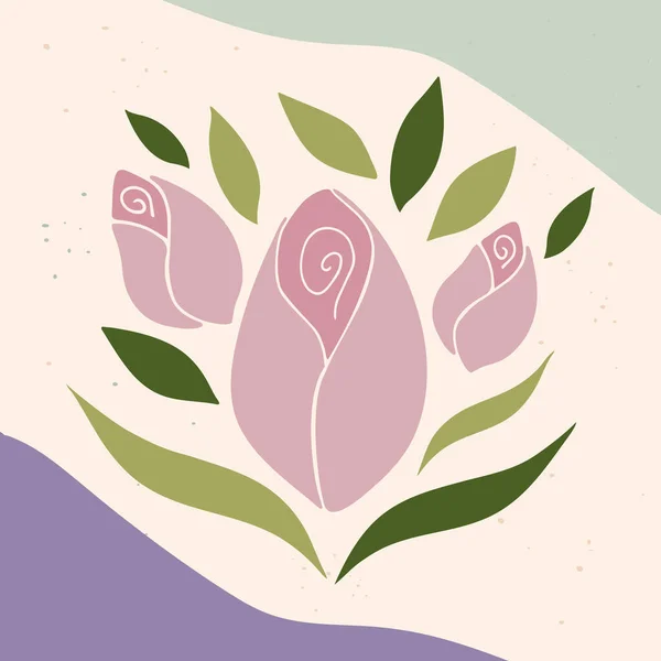 Abstrakter Botanischer Hintergrund Mit Handgezeichneten Blütenknospen Und Blättern Konzeptvektorkunst — Stockvektor