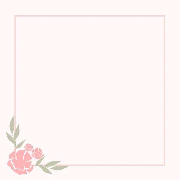 Рожева Квадратна Квіткова Рамка Ботанічний Шаблон Квітами — стоковий вектор